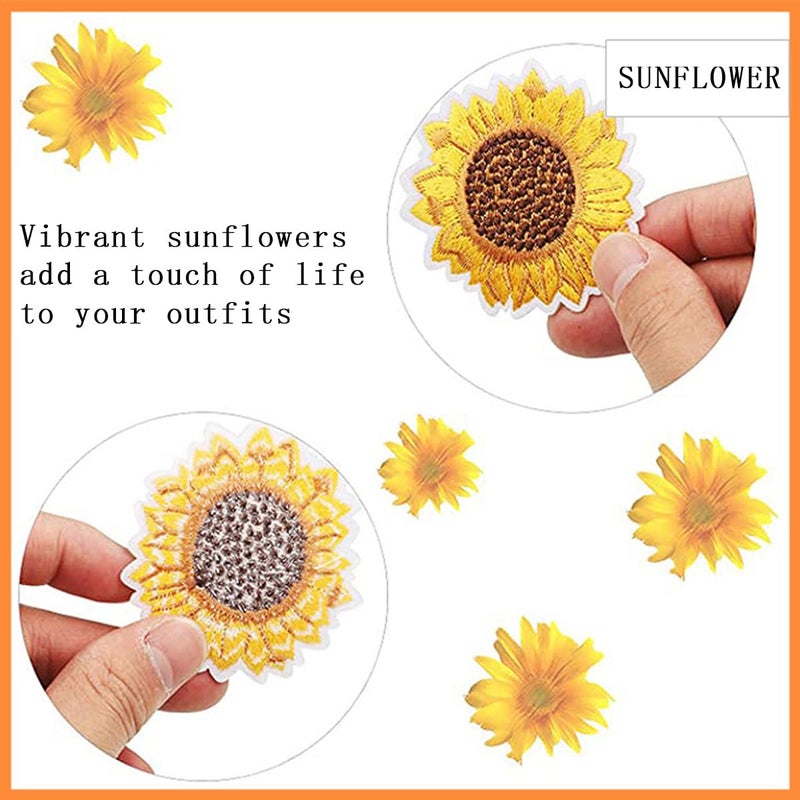 KuuGuu 20 PCS Sunflower Embroidery Patches Fashion Flowers Patch Iron and Sew On Applique Badge Cute Daisy Patch Appliques Badge for Clothes Jeans Jacket Hat Dress DIY Accessories - Image 3